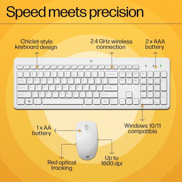 HP 230 Wireless Mouse and Keyboard Combo - White 3L1F0AA - Image 2