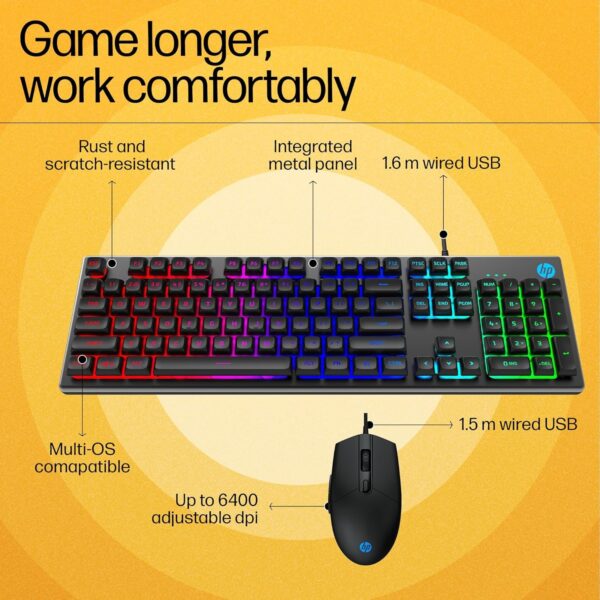 HP KM300F Wired USB Gaming Keyboard and Mouse Set 8AA01AA - Image 2