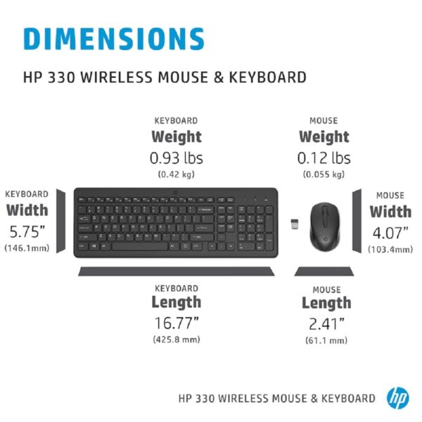 HP 330 Wireless Black Keyboard and Mouse Set 2V9E6AA - Image 2
